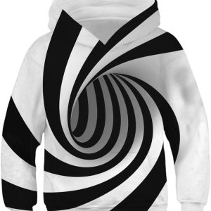 Hoodie Teen Girls Boys Cute Patterned Pullover Sweatshirt 6 7 8 Year Olds Solid White Black Swirl Warmth Hooded Shirt for Spring Fall Autumn Winter