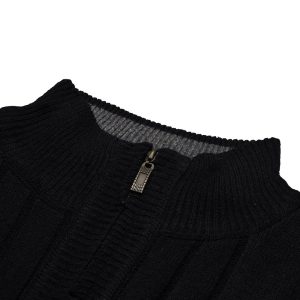 Next Wool Zipper Mock Neck For Men-Black
